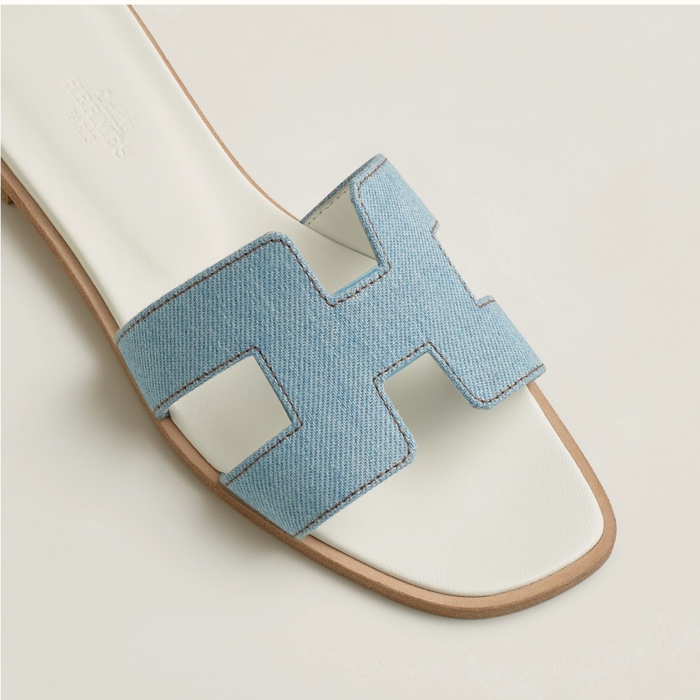 Hermes Sandal Oran Slipper Slide H Denim Light Blue - Picture 5 of 8